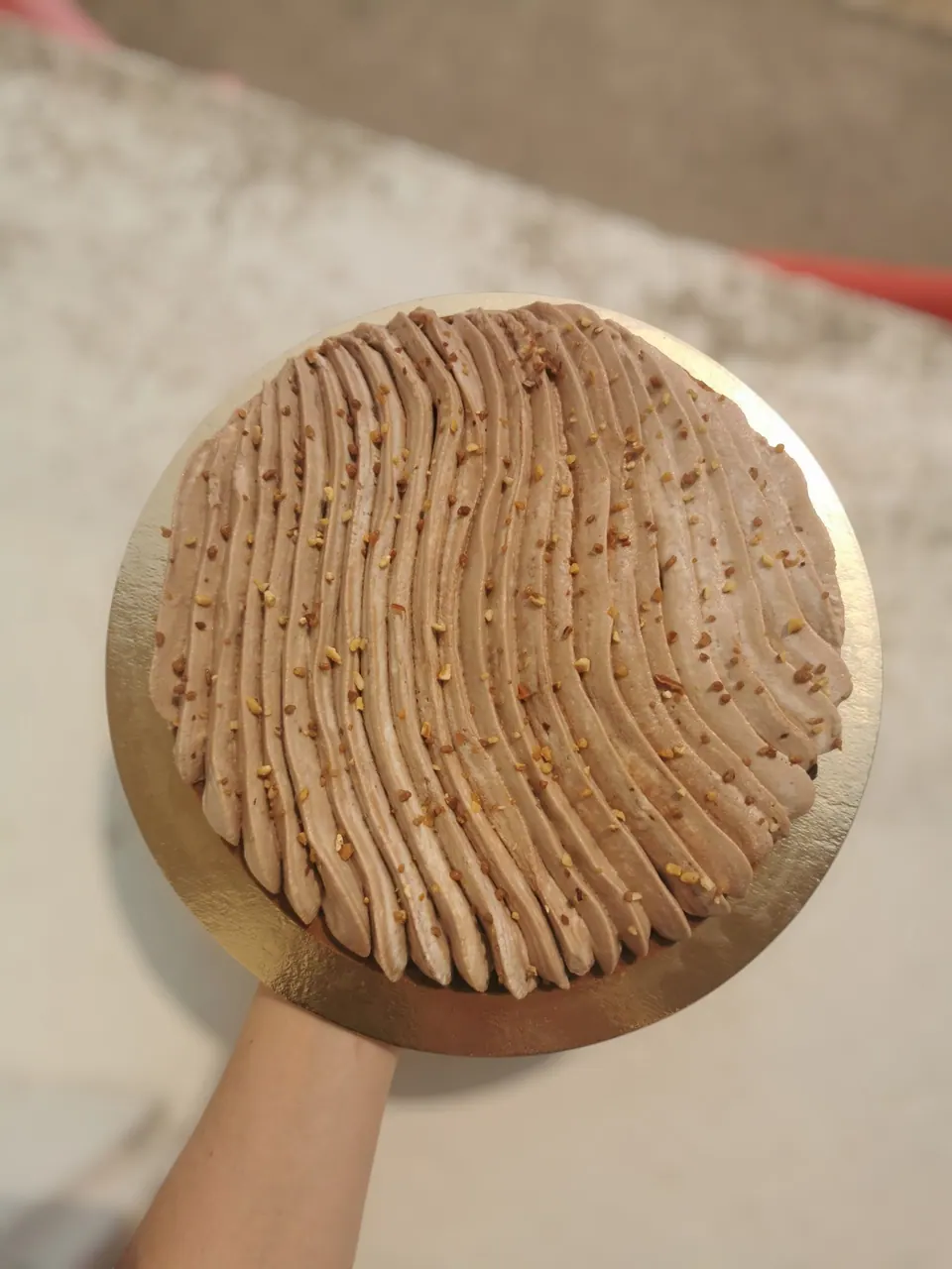 Tarte à la crème dressée en stries régulières